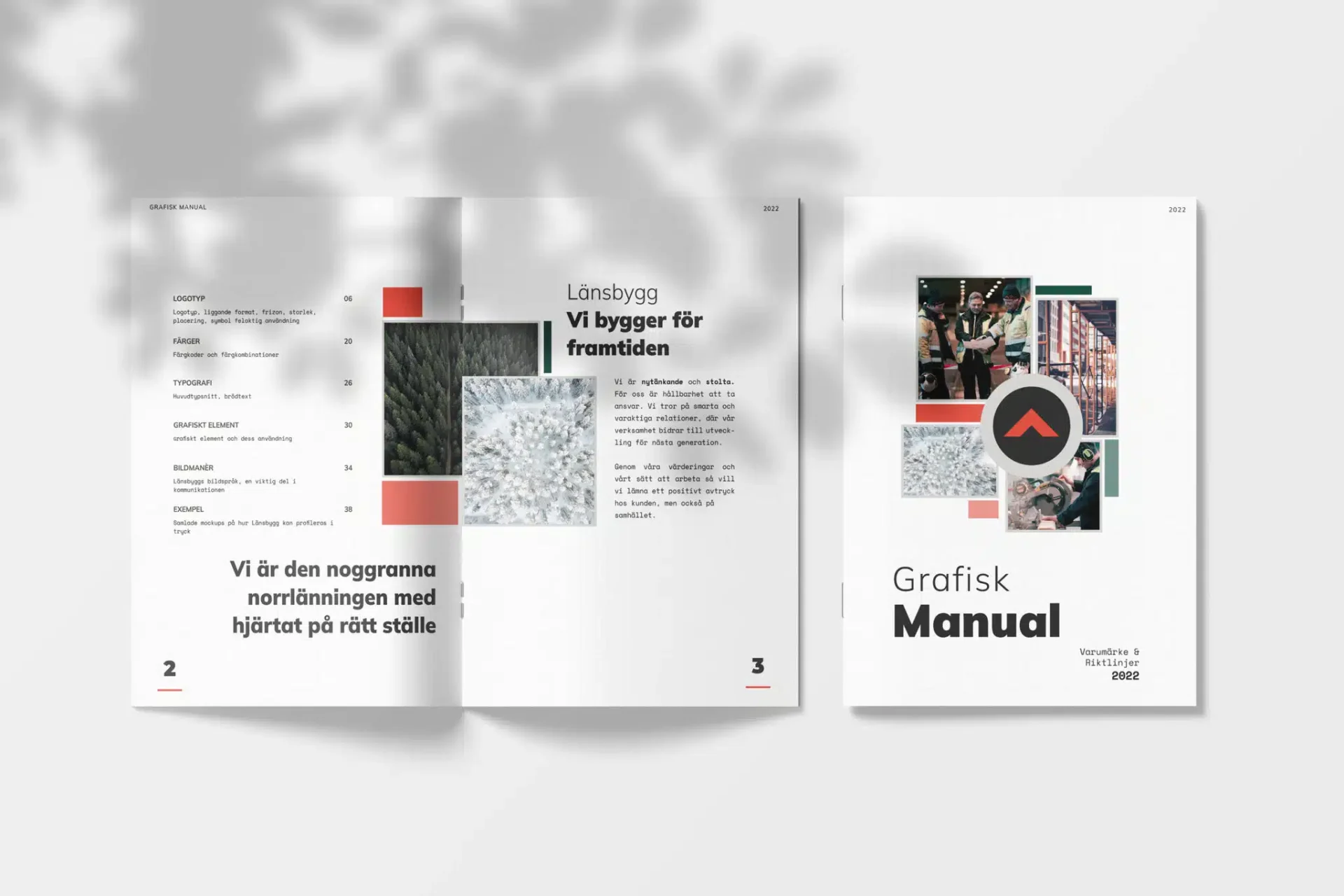 Länsbyggs grafiska manual — uppslag och omslag